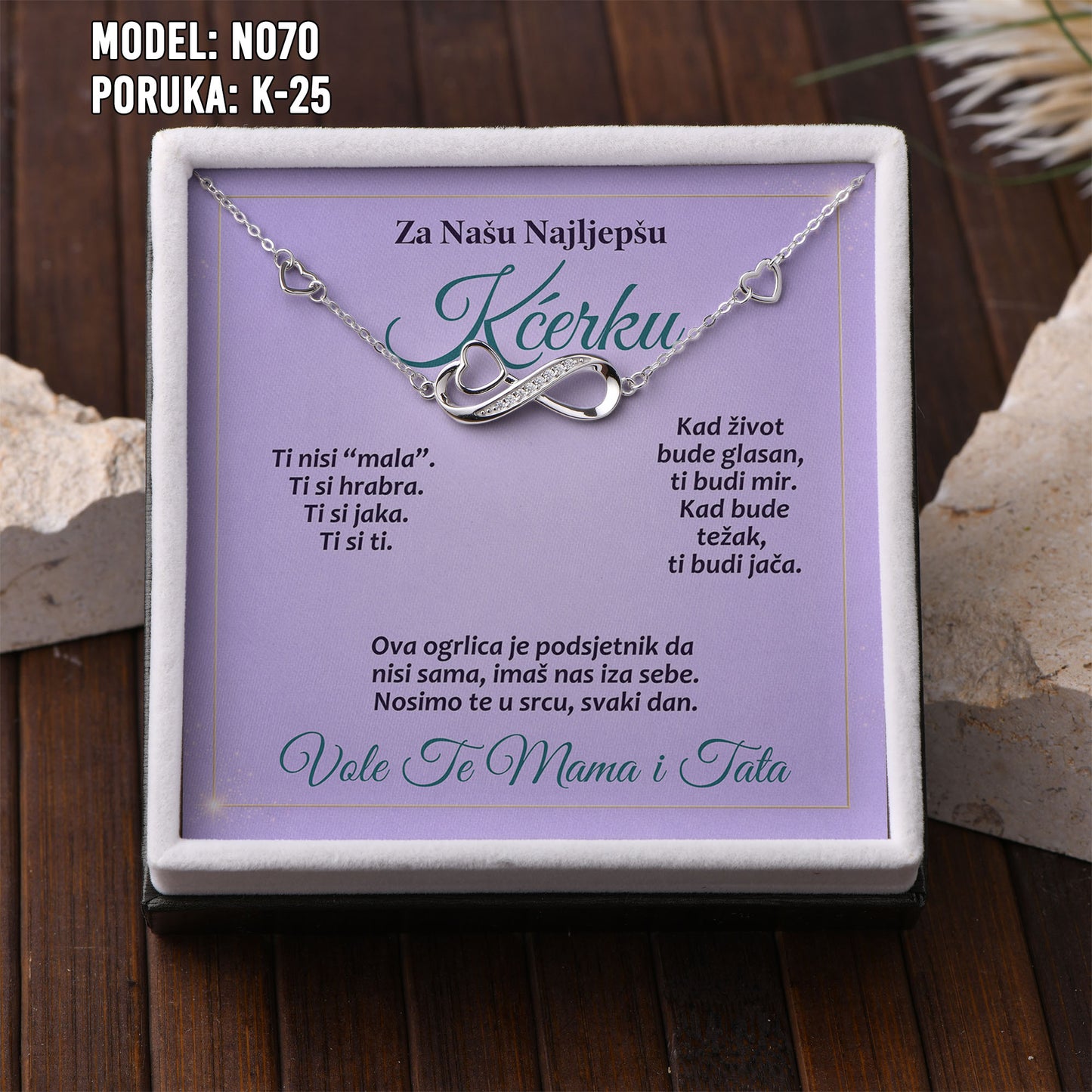 Narukvica Beskonačnost za Kćerku | 925 srebro + Poruka