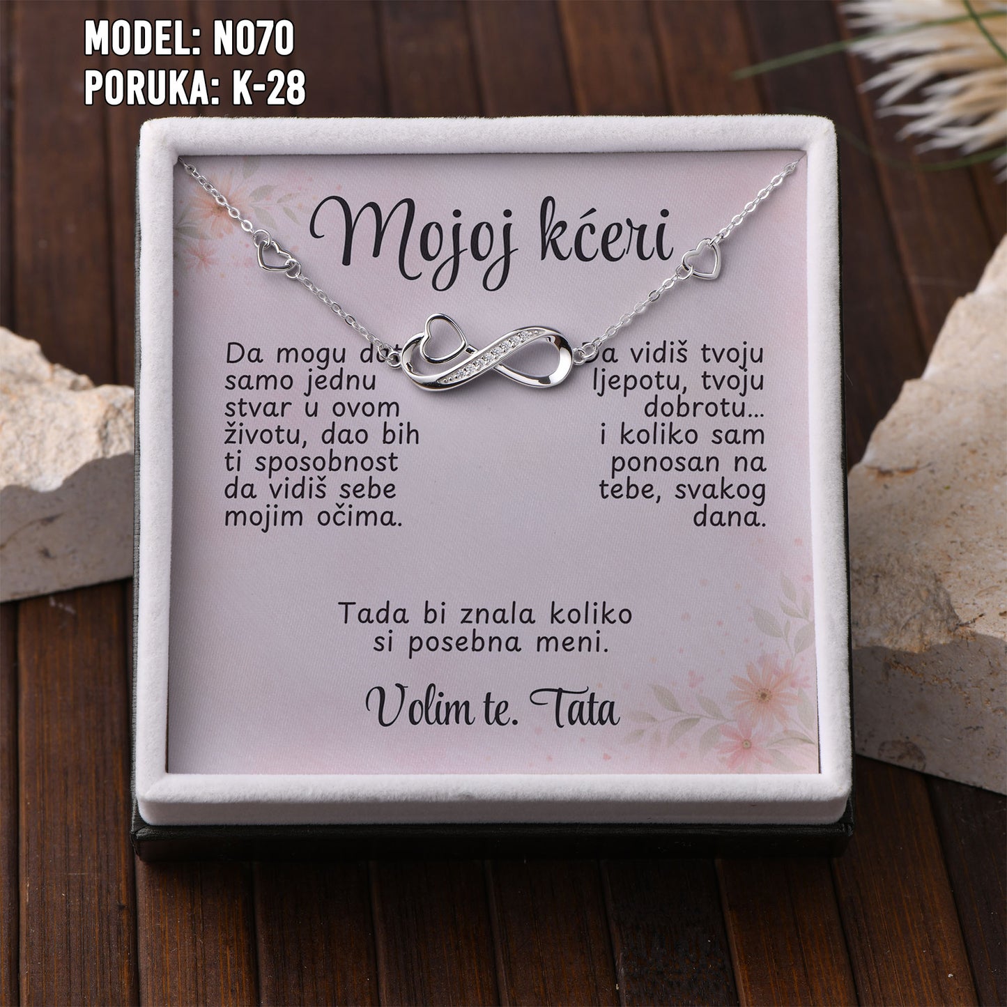 Narukvica Beskonačnost za Kćerku | 925 srebro + Poruka