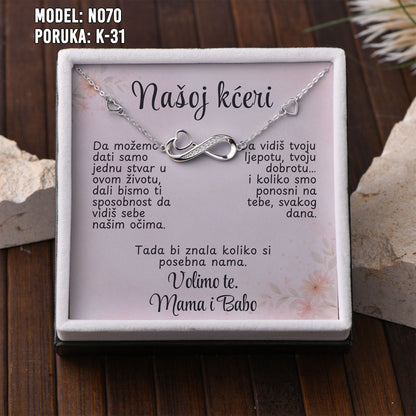 Narukvica Beskonačnost za Kćerku | 925 srebro + Poruka