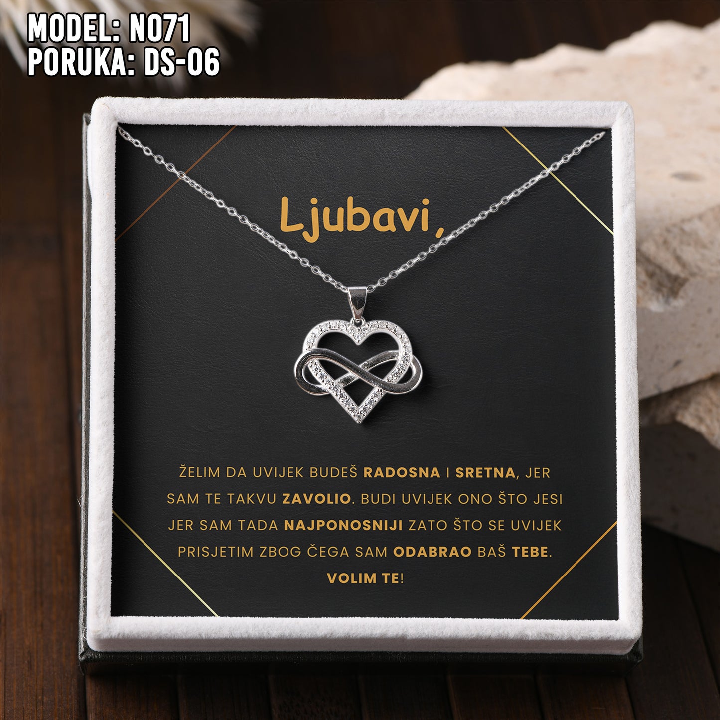 Poklon za Suprugu ili Djevojku - Srebreni Lančić 925 sa Emotivnom Porukom