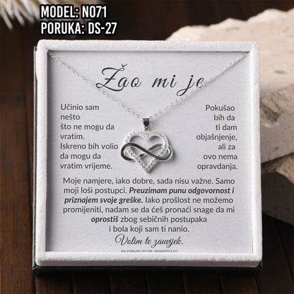 Lančić “Žao mi je” – Srce Infinity – Elegantan poklon izvinjenja za nju | 925 srebro