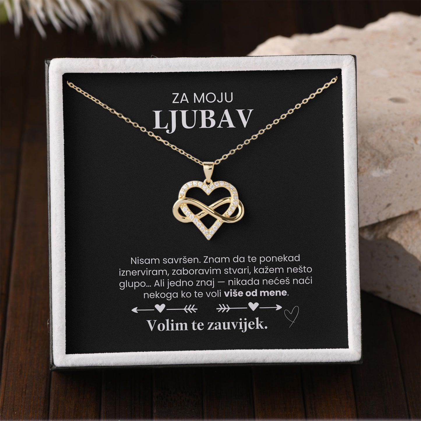 925 Srebrni Lančić “Infinity Heart” – Poklon s Porukom