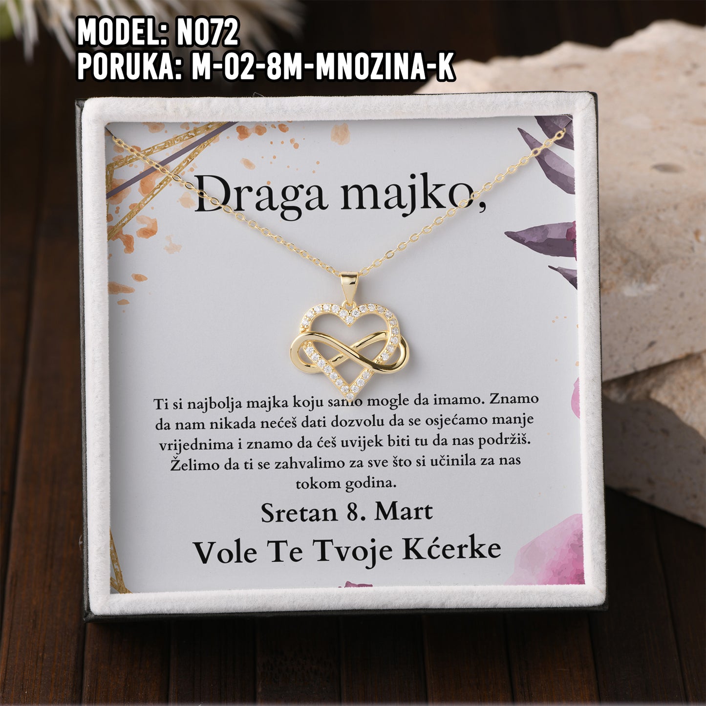 925 Srebreni Lančić - 14k Pozlata - Poklon za Majku za 8. Mart