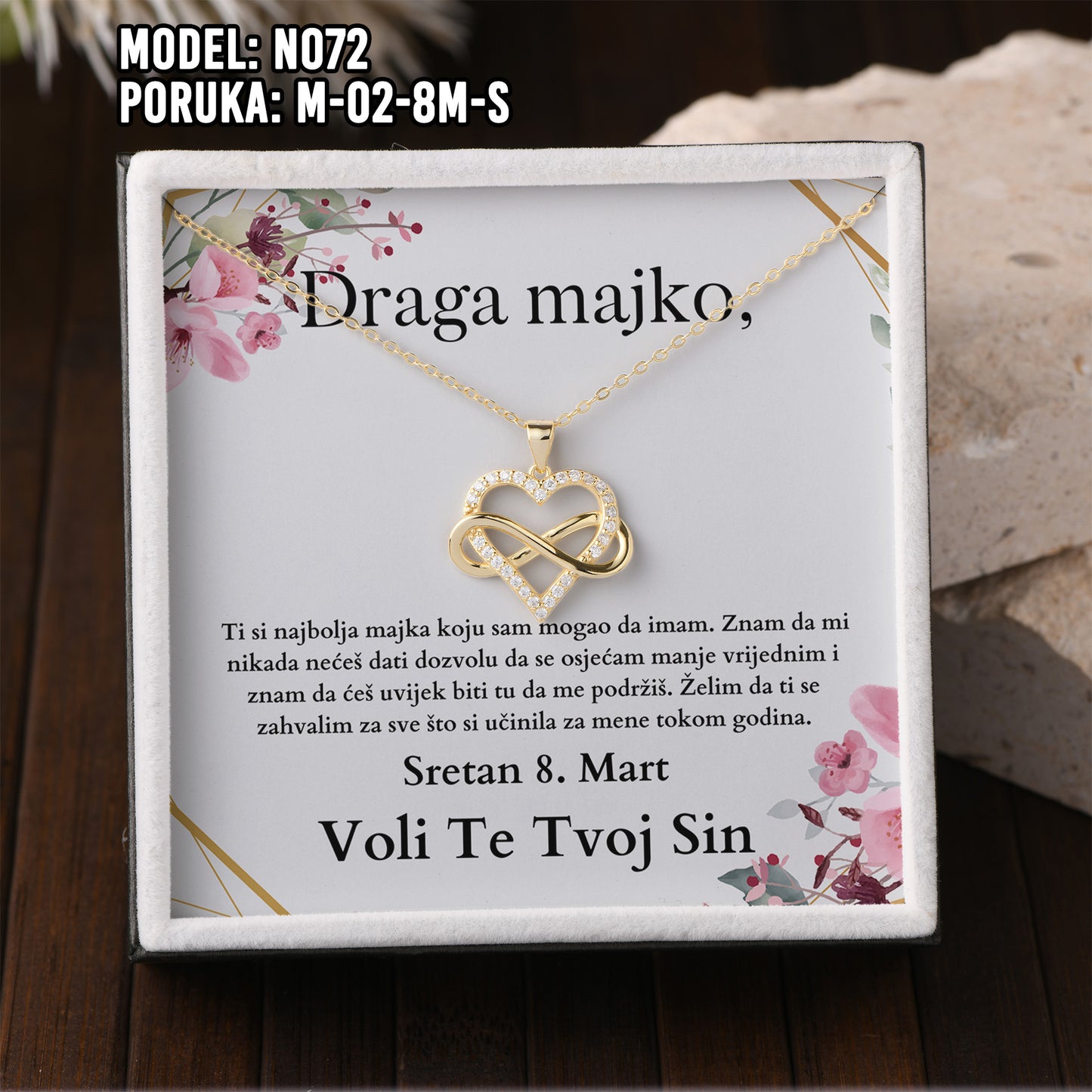925 Srebreni Lančić - 14k Pozlata - Poklon za Majku za 8. Mart