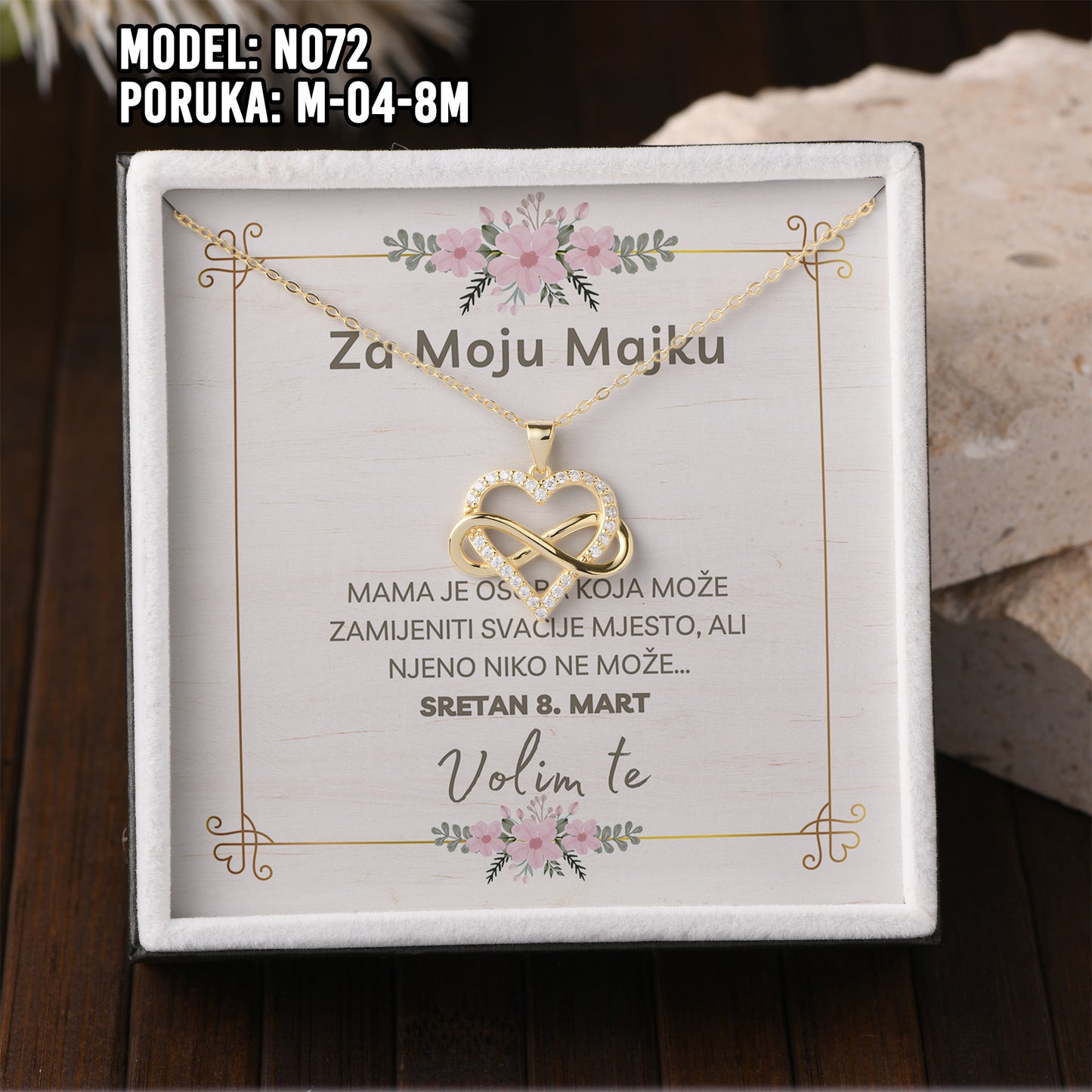 925 Srebreni Lančić - 14k Pozlata - Poklon za Majku za 8. Mart