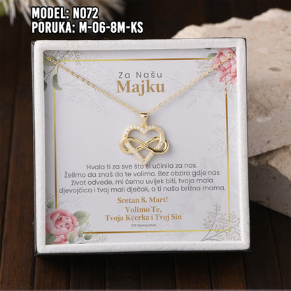 925 Srebreni Lančić - 14k Pozlata - Poklon za Majku za 8. Mart