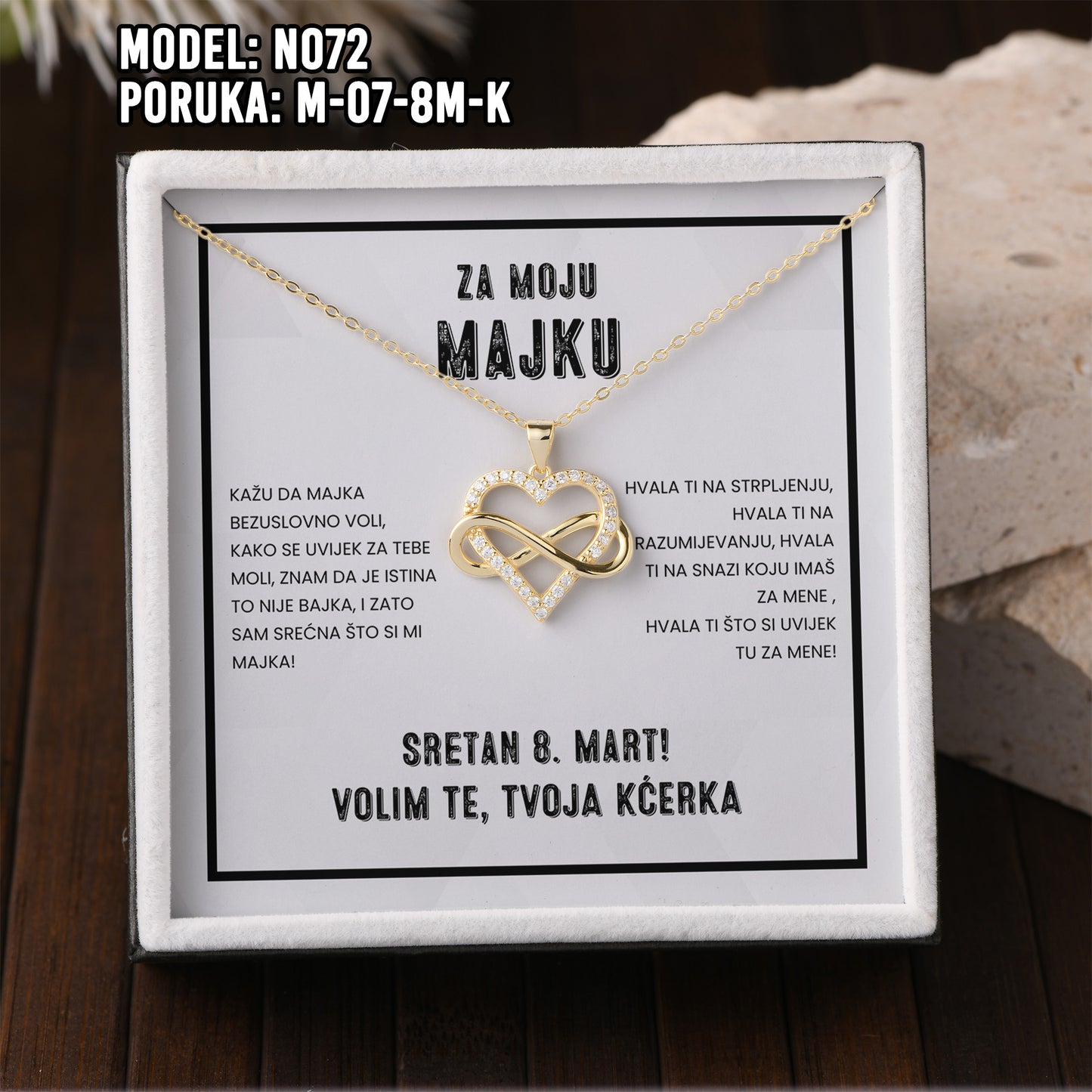 925 Srebreni Lančić - 14k Pozlata - Poklon za Majku za 8. Mart