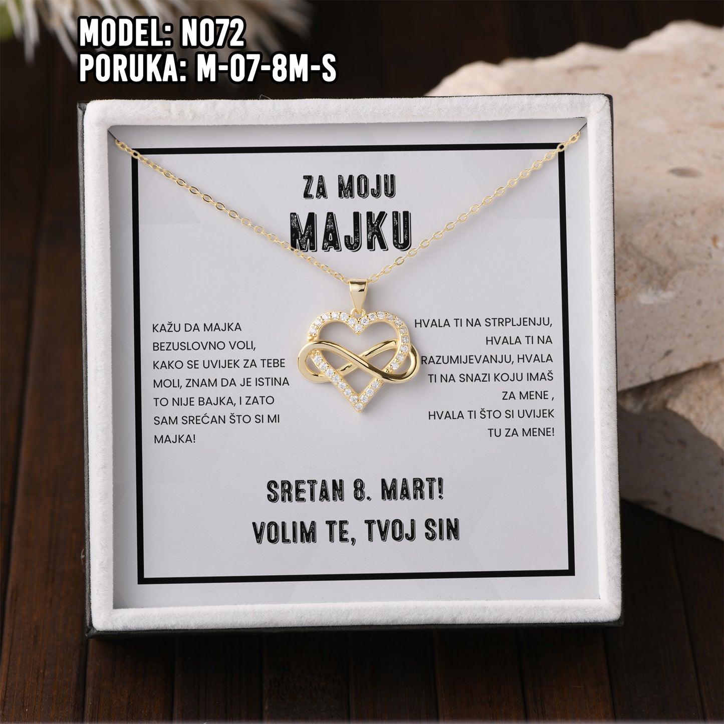 925 Srebreni Lančić - 14k Pozlata - Poklon za Majku za 8. Mart