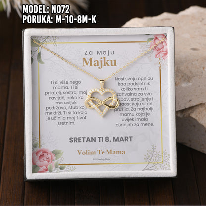 925 Srebreni Lančić - 14k Pozlata - Poklon za Majku za 8. Mart