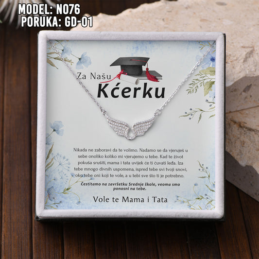✨ Za Našu Najljepšu Maturanticu – Ogrlica sa Anđeoskim Krilima ✨