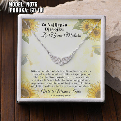✨ Za Našu Najljepšu Maturanticu – Ogrlica sa Anđeoskim Krilima ✨