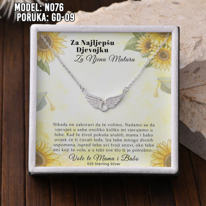 ✨ Za Našu Najljepšu Maturanticu – Ogrlica sa Anđeoskim Krilima ✨