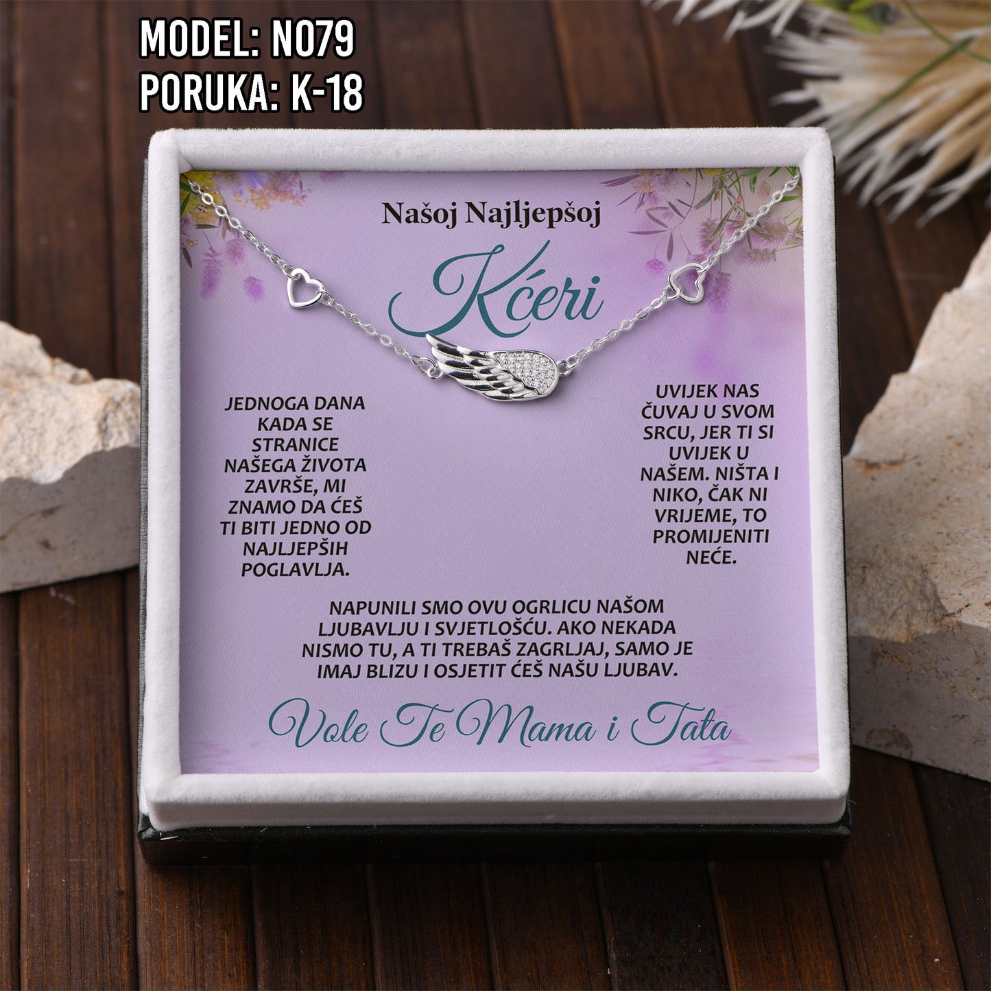 Narukvica “Krilo anđela” – Poklon za Kćerku | 925 srebro + poruka