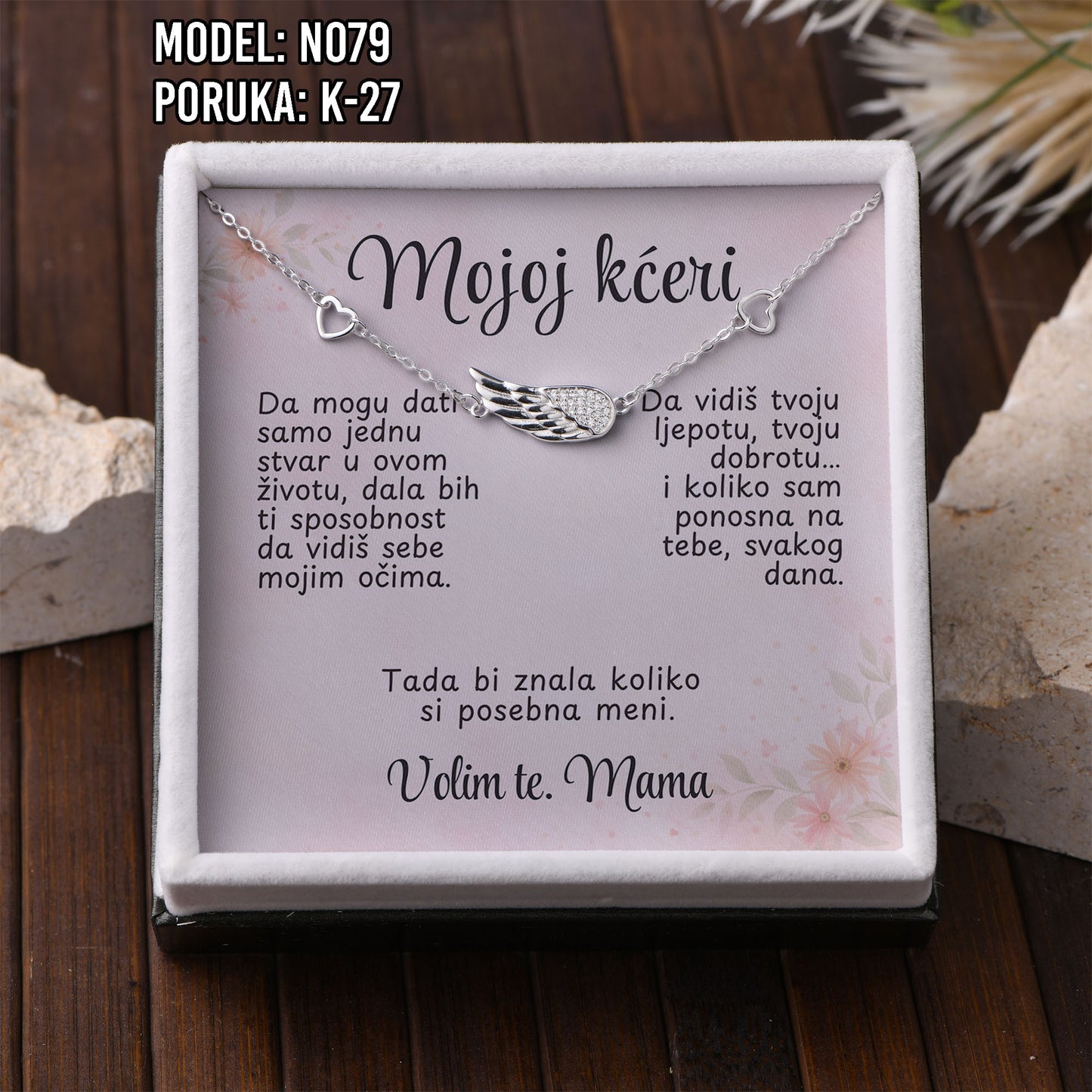 Narukvica “Krilo anđela” – Poklon za Kćerku | 925 srebro + poruka