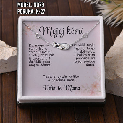 Narukvica “Krilo anđela” – Poklon za Kćerku | 925 srebro + poruka