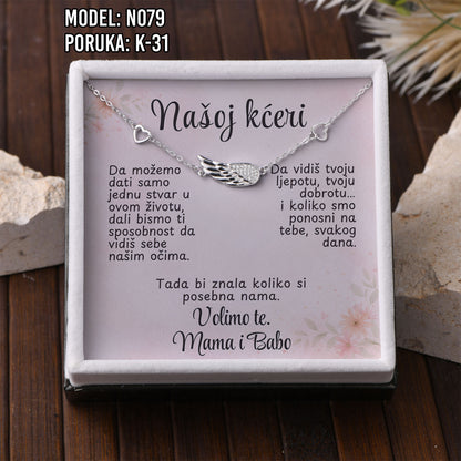 Narukvica “Krilo anđela” – Poklon za Kćerku | 925 srebro + poruka