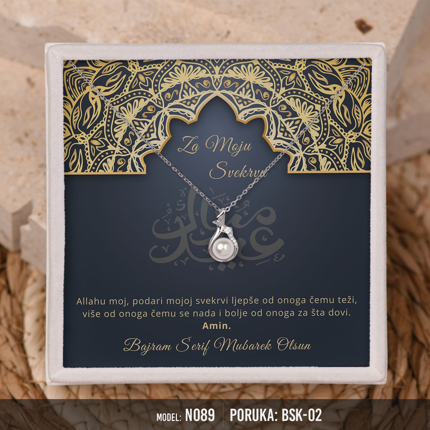Srebrna ogrlica sa Biserom - Bajramski Poklon za Svekrvu