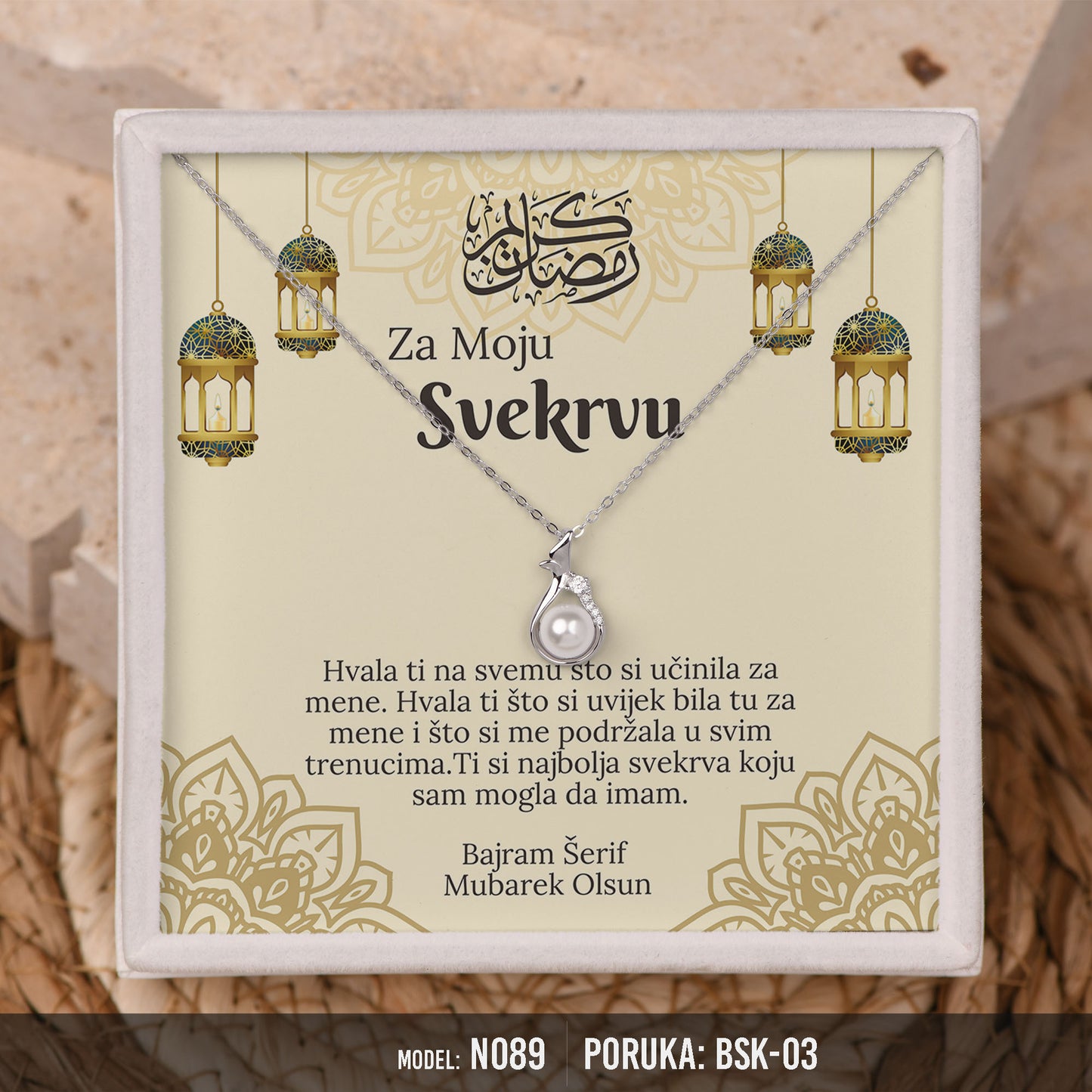 Srebrna ogrlica sa Biserom - Bajramski Poklon za Svekrvu