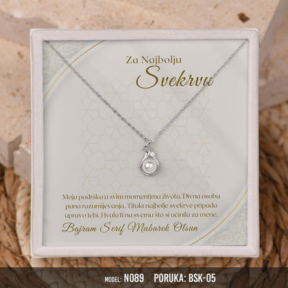 Srebrna ogrlica sa Biserom - Bajramski Poklon za Svekrvu