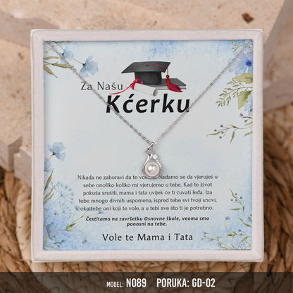 Poklon za maturu za kćerku – biserna ogrlica od 925 srebra sa posvetom
