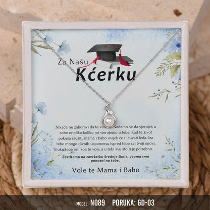 Poklon za maturu za kćerku – biserna ogrlica od 925 srebra sa posvetom