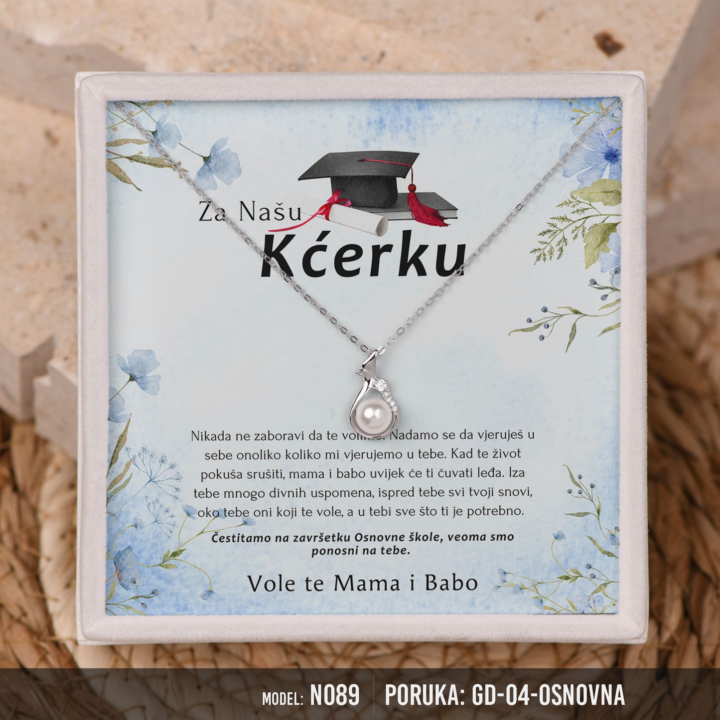 Poklon za maturu za kćerku – biserna ogrlica od 925 srebra sa posvetom