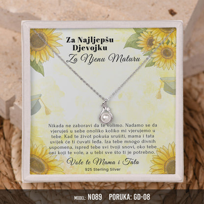 Poklon za maturu za kćerku – biserna ogrlica od 925 srebra sa posvetom