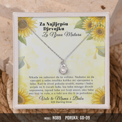 Poklon za maturu za kćerku – biserna ogrlica od 925 srebra sa posvetom