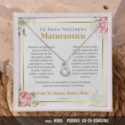 Poklon za maturu za kćerku – biserna ogrlica od 925 srebra sa posvetom