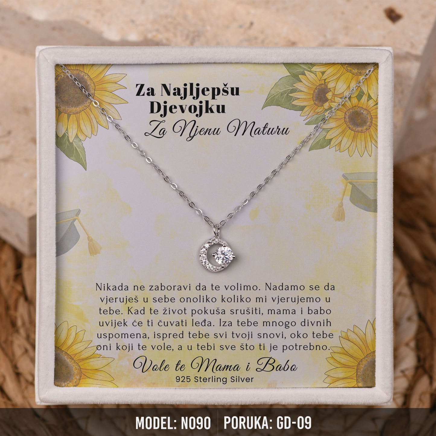 925 Srebrena Ogrlica sa Posvetom - Maturski Poklon za Kćer