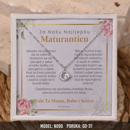 925 Srebrena Ogrlica sa Posvetom - Maturski Poklon za Kćer