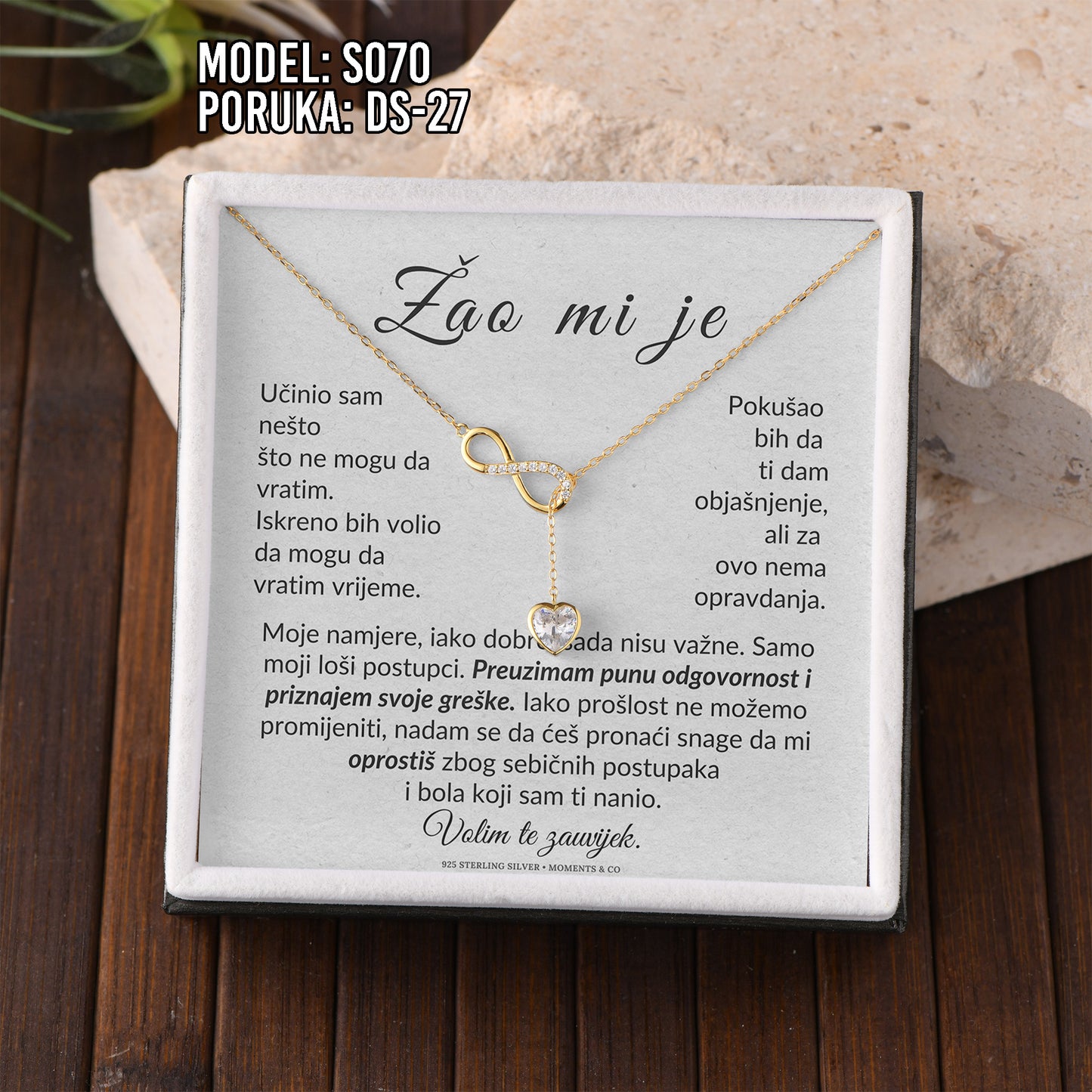 Lančić “Žao mi je” – Elegantan poklon izvinjenja za nju | 925 srebro