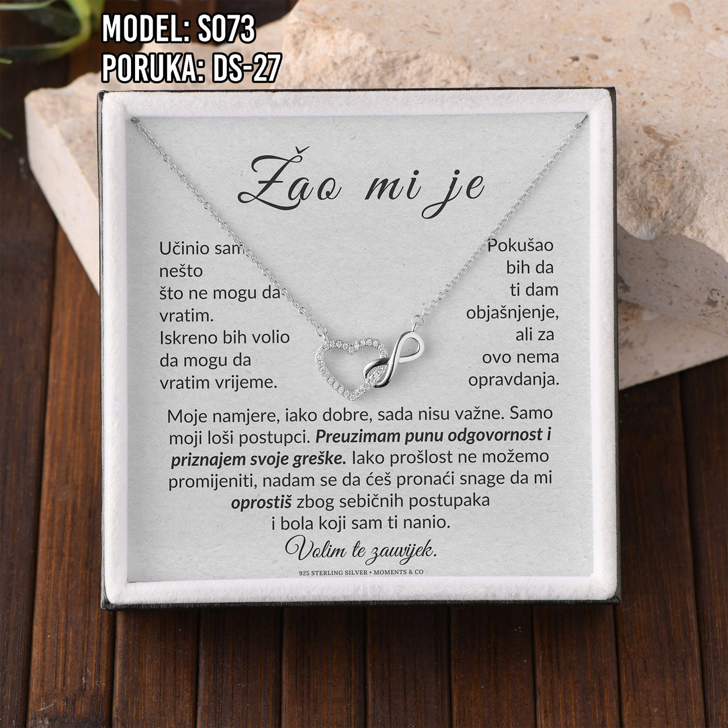 Lančić – 925 srebro u poklon kutiji + poruka po izboru