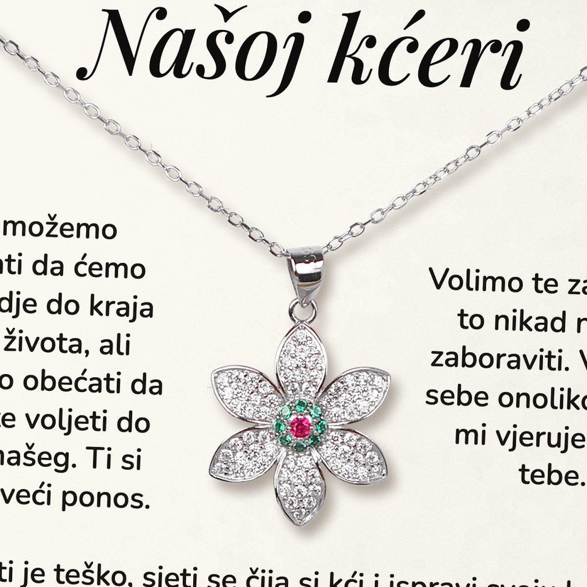 Krupni plan privjeska cvijet od cirkona, 925 srebro