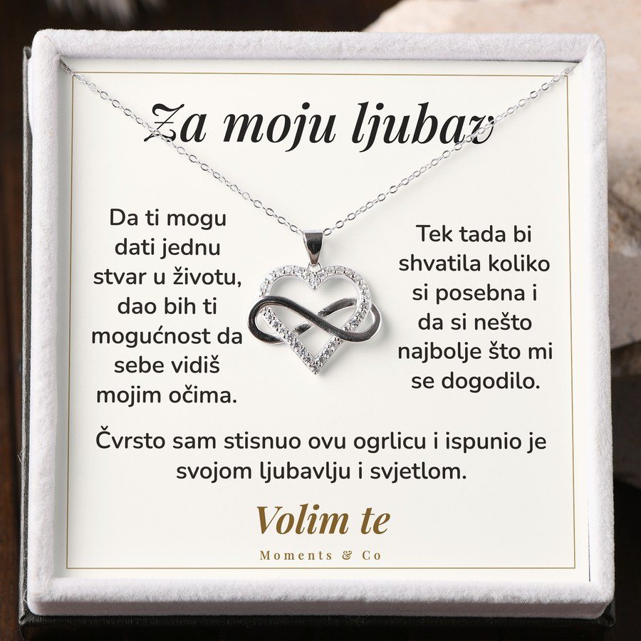 Kartica Za moju ljubav uz lančić srce beskonačnosti