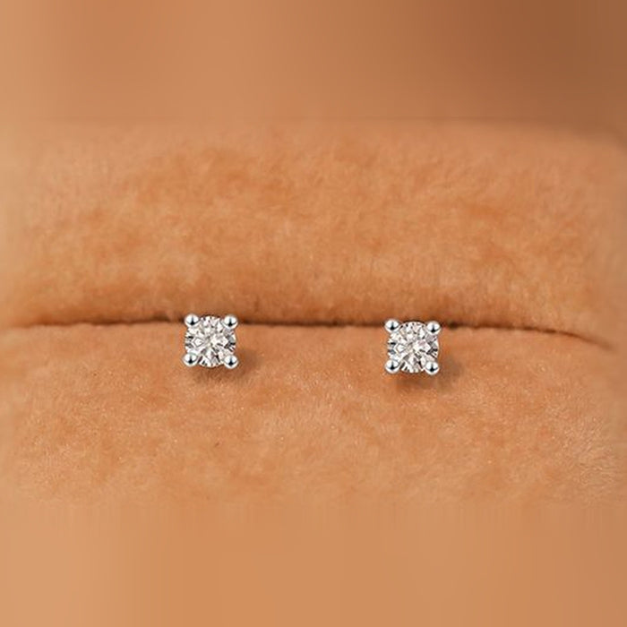 Klasična Minđuša sa Jednim Kamenom, Par - 925 Srebro — 3 mm