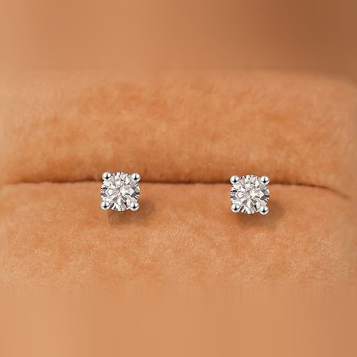 Klasična Minđuša sa Jednim Kamenom, Par - 925 Srebro — 4 mm