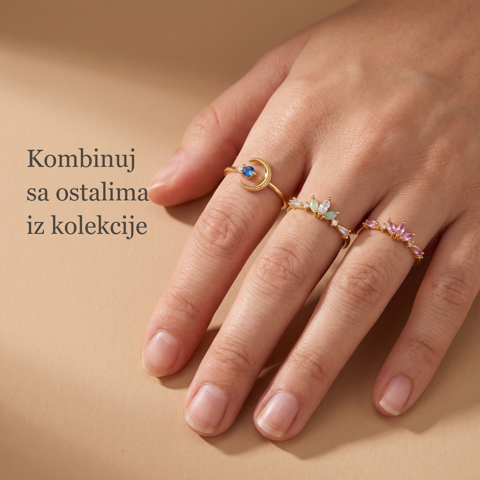 Kombinuj sa ostalima iz kolekcije — tri prstena na ruci