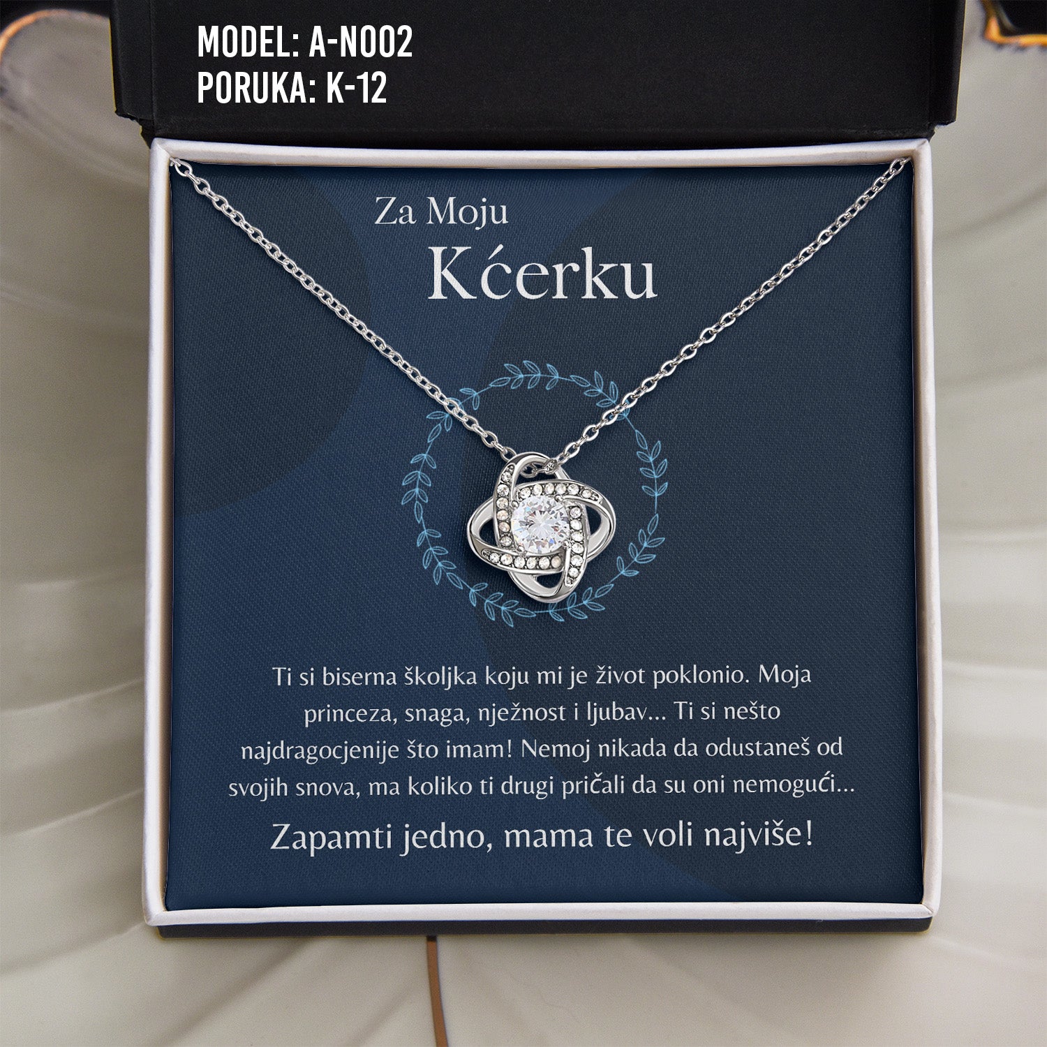 Za Moju Kćerku - 925 Srebreni Lančić - Poklon za Kćerku sa Porukom od Mame - Zapamti Jedno, mama te voli najviše!