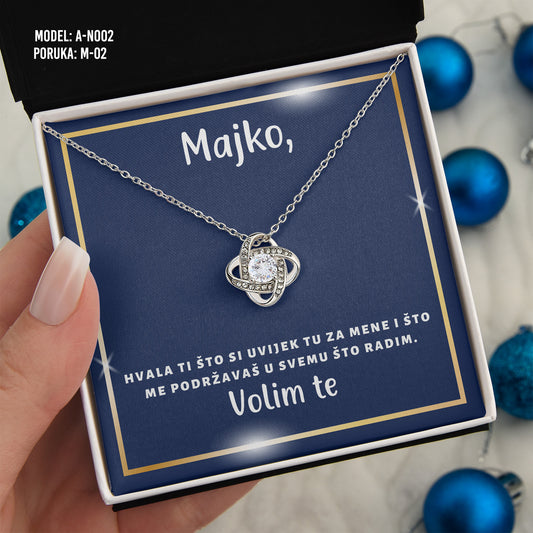 Majko Hvala Ti - 925 Srebreni Lančić - Poklon za Mamu sa Porukom