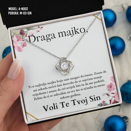 Draga Majko - 925 Srebreni Lančić - Poklon za Mamu sa Porukom od Sina