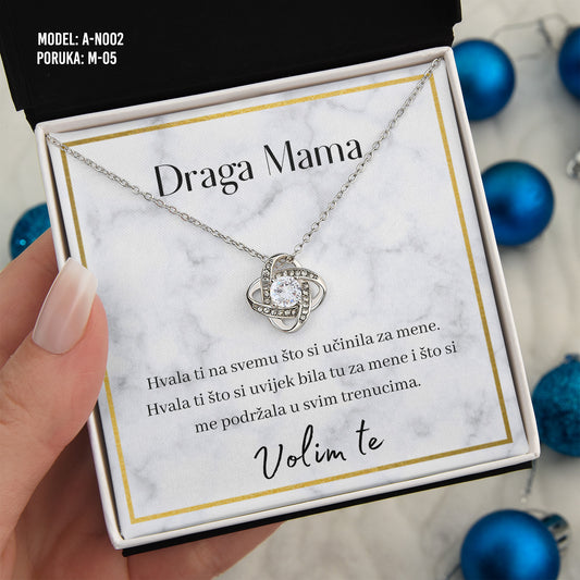Draga Mama - 925 Srebreni Lančić - Poklon za Mamu sa Porukom