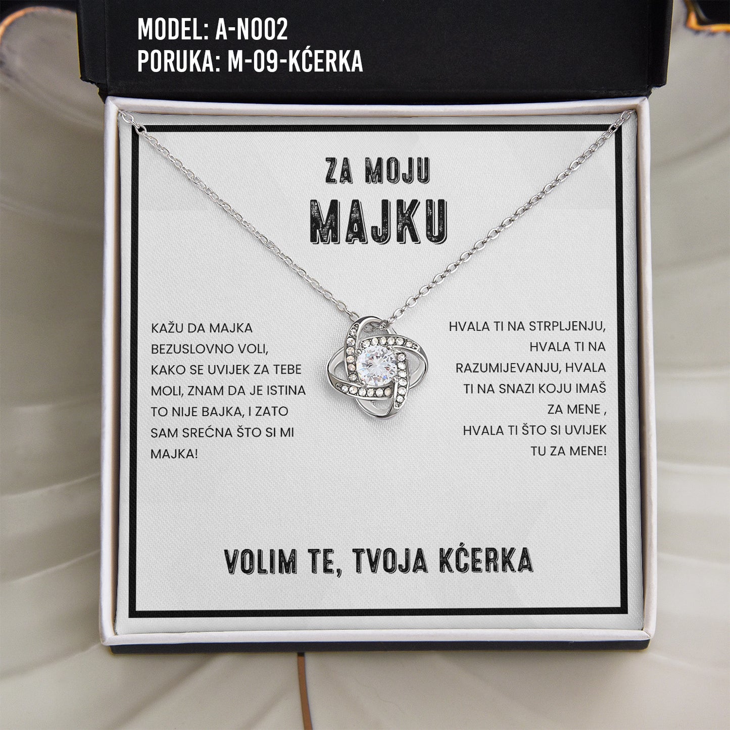 Za Moju Majku - 925 Srebreni Lančić - Poklon za Mamu sa Porukom od Kćerke - Volim Te, Tvoja Kćerka