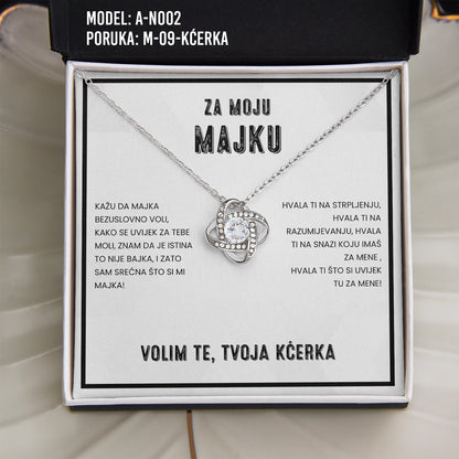 Za Moju Majku - 925 Srebreni Lančić - Poklon za Mamu sa Porukom od Kćerke - Volim Te, Tvoja Kćerka