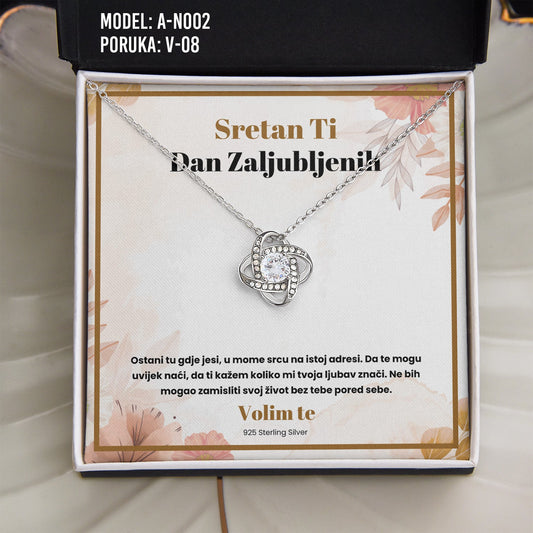 925 Srebreni Lančić za Porukom - Poklon za Valentinovo, Dan Zaljubljenih