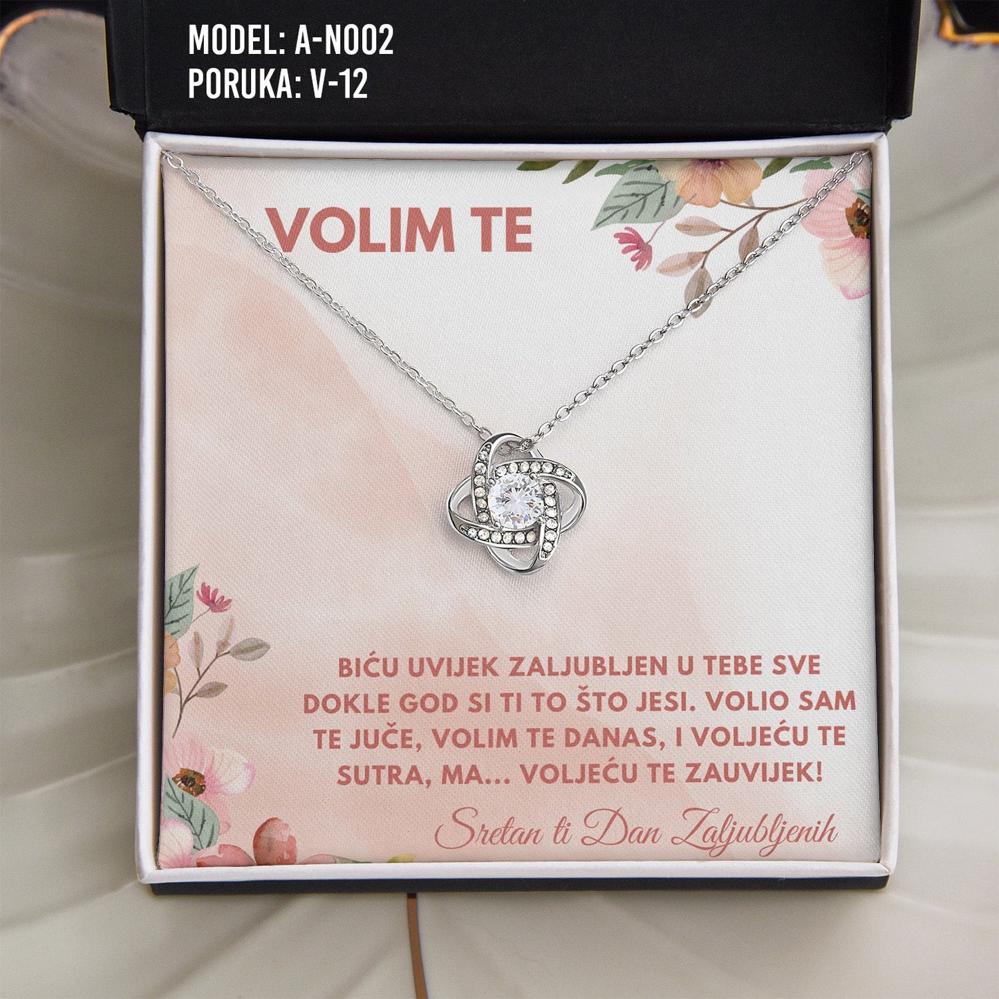 925 Srebreni Lančić za Porukom - Poklon za Valentinovo, Dan Zaljubljenih