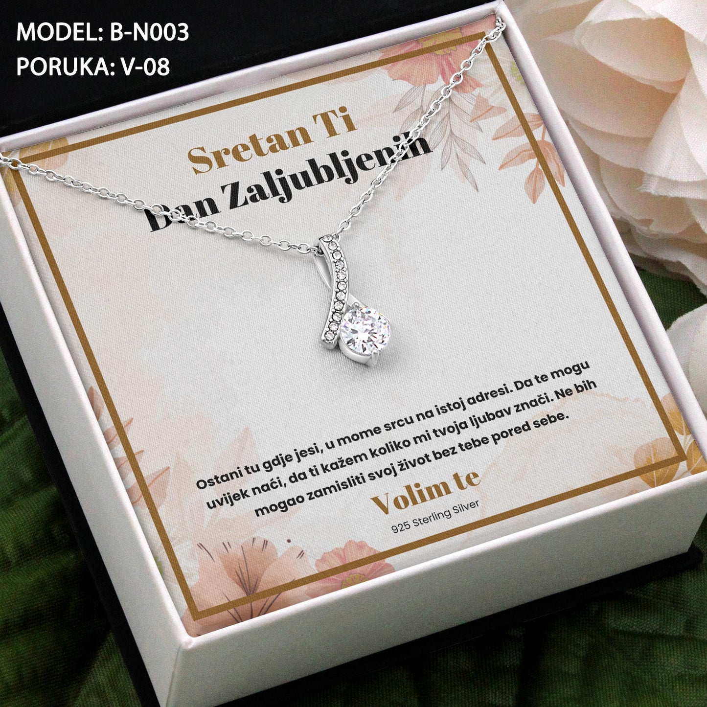 925 Srebreni Lančić - Poklon za Valentinovo, Dan Zaljubljenih