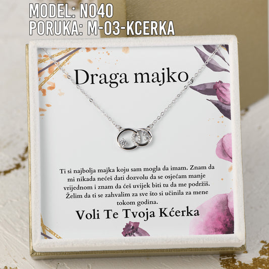 Draga Majko - 925 Srebreni Lančić Beskonačnosti - Poklon za Majku sa Porukom od Kcerka