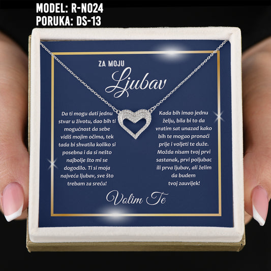 Za Moju Ljubav - 925 Srebreni Lančić Srce- Poklon za Suprugu sa Porukom Volim Te