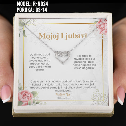Mojoj Ljubavi - 925 Srebreni Lančić Srce- Poklon za Djevojku/Suprugu sa Porukom Volim Te